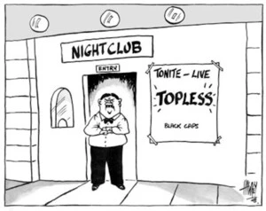 Night Club. "Tonite - Live 'TOPLESS' Black Caps." 24 February, 2003.