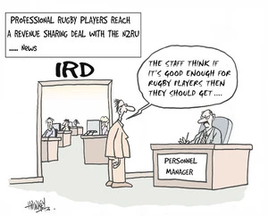 Professional rugby players reach a revenue-sharing deal with the NZRU - News. "The staff think if it's good enough for rugby players then they should get..." 2 November, 2005.