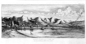 Meryon, Charles 1821-1868 :Nouvelle-Zelande, Presqu'il de Banks, 1845. Pointe dite des charbonniers a Akaroa. Peche a la seine. C.M. del. et sculp. Pieron imp. 1863.
