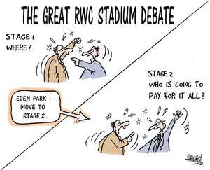 THE GREAT RWC STADIUM DEBATE. Stage 1, Where? Eden Park - Move to stage 2. Stage 2, Who is going to pay for it all? 29 November, 2006.