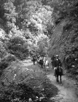 Ross, Malcolm, 1862-1930 :On the mountain track to Te Whaiti