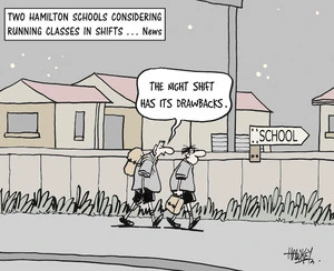 Two Hamilton schools considering running classes in shifts...News. "The night shift has its drawbacks. 14 December, 2006.