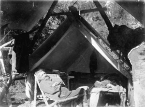 Unidentified photographer :Charles Edward Douglas at a base camp at Karangarua