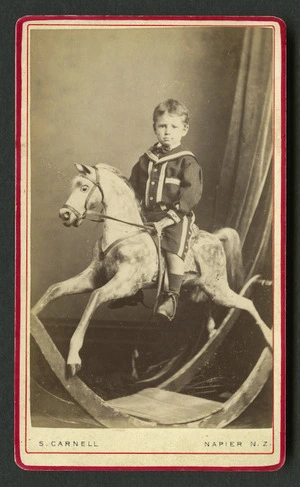Carnell, Samuel 1832-1920 : Portrait of unidentified boy on rocking horse