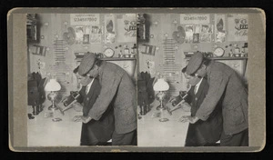 Joseph Divis in an interior setting demonstrating stereoviewer