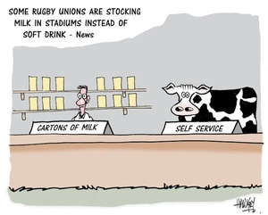 Some rugby unions are stocking milk in stadiums instead of soft drink - News. Cartons of milk. Self service. 1 August, 2007