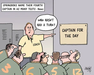 Springboks name their fourth captain in as many tests - News. Captain for the day. "Who hasn't had a turn?" 13 July, 2007