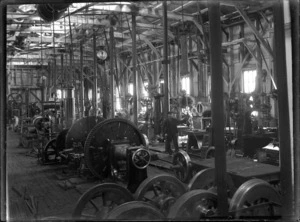 Machine shop interior, railway workshops, Petone