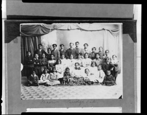 Unidentified Maori group (mainly children) on stage, Bridge Pa, Hastings District, Hawkes Bay Region