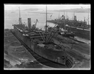 S.S. Waimana in dry dock at Port Chalmers, January 1915.
