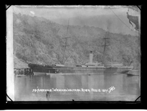 SS Airedale at anchor. She was later wrecked at Waitara River, February 15 1871.