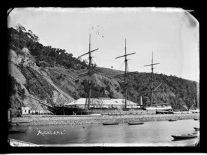 Sailing ship Auckland in the dry dock at Port Chalmers.