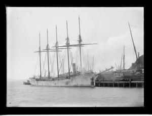 Five-masted schooner "Bianca" at Port Chalmers.