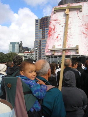 Photographs of people protesting for and against the Anti-Smacking Bill, Wellington