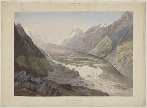 Gully, John 1819-1888 :The Clyde Glacier, main source of the River Clyde (Rangitata) 3762 ft. [April 1861, painted in 1862]