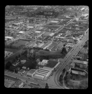 Hamilton, including St Peter's Cathedral, industrial area and premises of C L Innes and Co Ltd