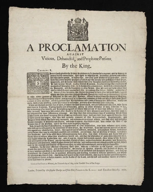 A proclamation against vicious, debauch'd, and prophane persons. By the King.