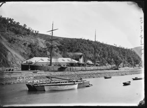 The SS Easby in dry dock at Port Chalmers, November 1874.
