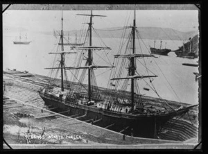 Sailing ship Helios in the Port Chalmers graving dock, April 1872