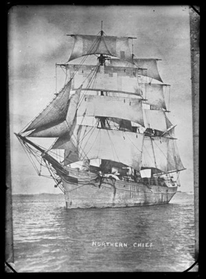 The barque 'Northern Chief' under full sail.