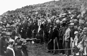 Turning the first sod for the Main Trunk Railway (South Island), Christchurch-Timaru line