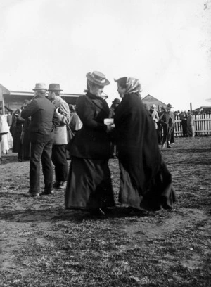 Women attending a Maori racing club meeting at Otaki