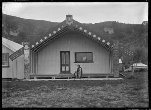 Exterior view of Wairaka Meeting House, Whakatane, showing Urukakengarangi Lawson