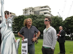 Photographs of a protest against the Electoral Finance Bill, Wellington