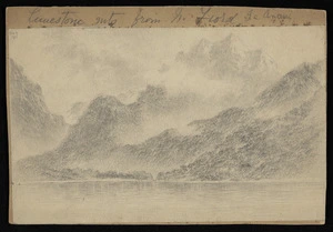 Webley, Fanny, fl 1800s :Limestone Mts from N.Fiord, Te Anau. [18--]
