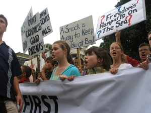 Photographs of people protesting for and against the Anti-Smacking Bill, Wellington