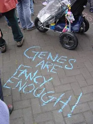 Photographs of a protest against the lifting of a moratorium on genetic engineering, Wellington