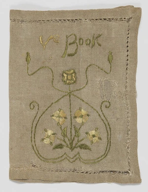 Mansfield, Katherine 1888-1923 (Collector) :[Embroidered linen bookcover, 1907-1908]