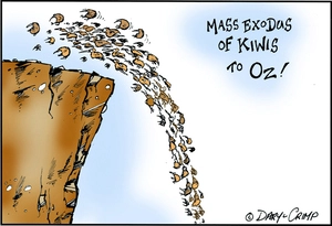Crimp, Daryl, 1958- :Massive exodus of Kiwis to Oz! 26 November 2011