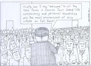 Doyle, Martin, 1956- :'Firstly, can I say "Welcome" to all the new faces in caucus. Your sheep-like complacency ...' 28 November 2011