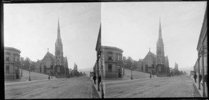 Corner of Frederick Street and Great King Street, Dudedin, featuring Knox Presbyterian Church