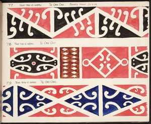 Godber, Albert Percy, 1876-1949 :[Drawings of Maori rafter patterns] Nga Tau e Waru, Te Ore Ore. Burned down 22.9.39