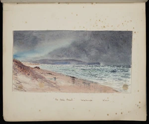 Hodgkins, William Mathew, 1833-1898 :The Ocean beach. Sat. 22 March 1883.