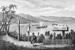 Polack, Joel Samuel, 1807-1882 :Cemetery or wai tapu in the River Hokianga. [London, Richard Bentley, 1838]