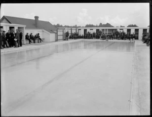 Outdoor swimming pool, possibly in Christchurch, occasion unidentified