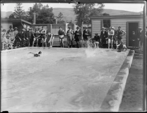 Swimming races at the baths, location unidentified