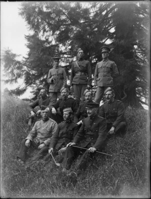 Officers from the military volunteer force, probably in Christchurch area