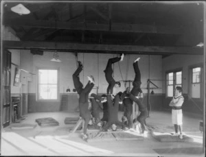 Group in gymnasium, probably Christchurch area