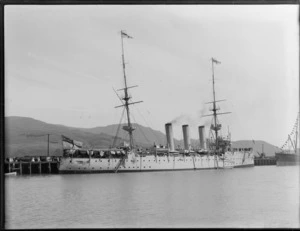 The ship HMS Encounter docked at Lyttelton, Christchurch