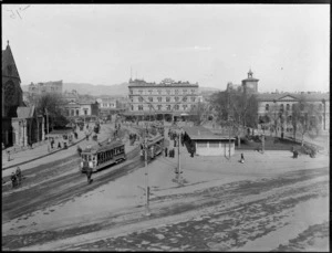 Cathedral Square, Christchurch, including trams