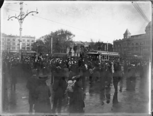 Opening of the electric tramway, Cathedral Square, Christchurch