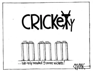 Winter, Mark 1958- :Crickety ... we only need 9 more wickets! 5 December 2011