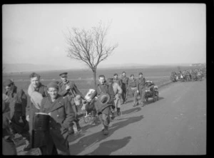 Allied prisoners of war on road during forced march - Photograph taken by Lee Hill