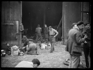 New Zealand prisoners of war outside barn in Germany - Photograph taken by Lee Hill