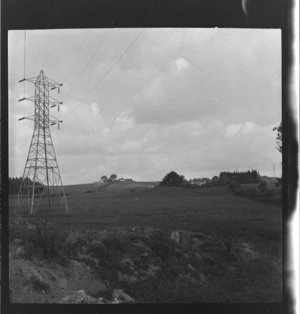 Rural land, with a power pylon on it, [Auckland?]