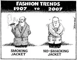 Fashion trends 1907 to 2007. Smoking jacket. No-smoking jacket. 17 March, 2007